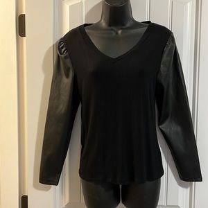 Pleather sleeved top